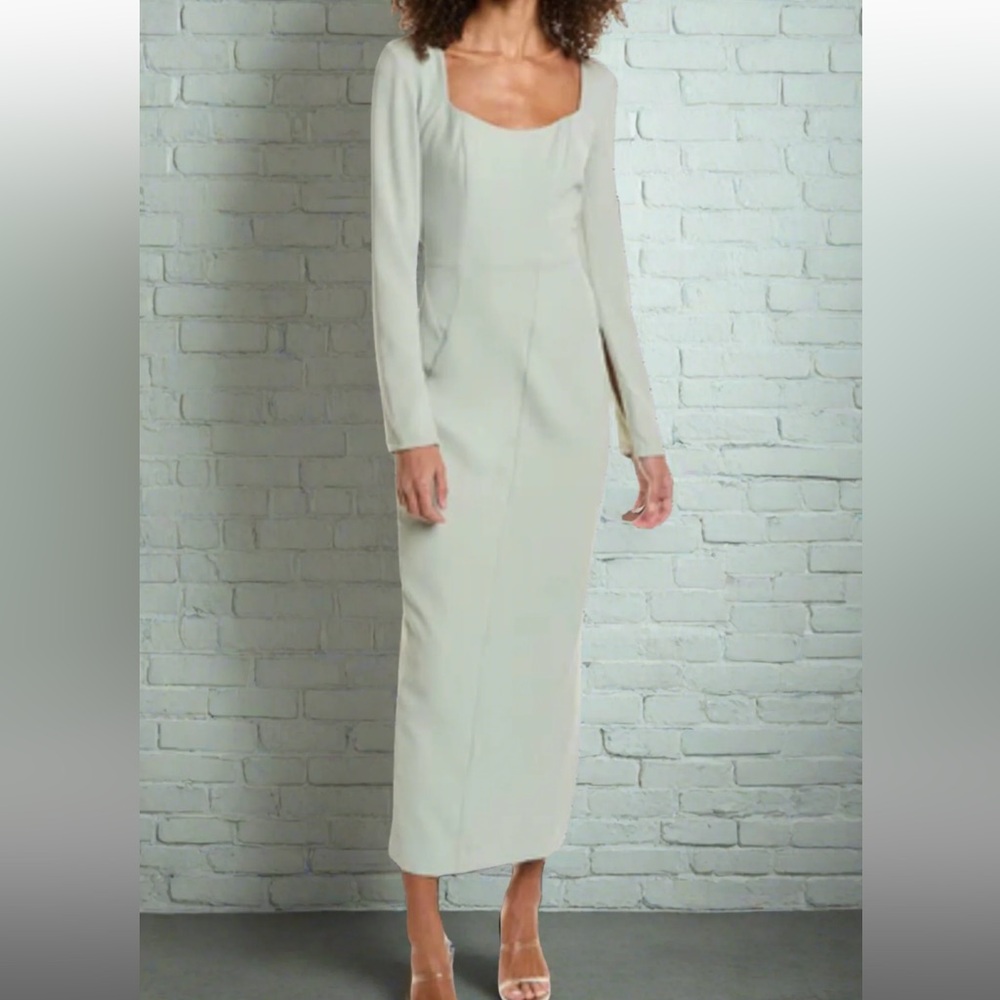 SUBOO 'Remi' Long-Sleeved Sage Midi Sheath Dress